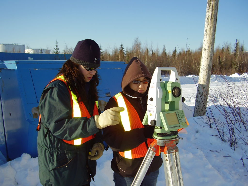 Survey training on a total station at Norman Wells